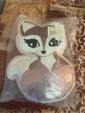 Justice Sequin Fox Accent Pillow